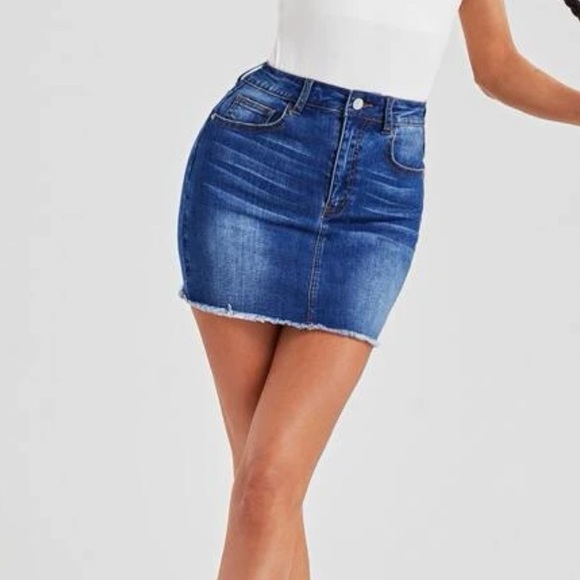 Denim Stretch Mini Skirt - Picture 5 of 6